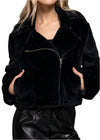 Long Sleeve Fur Shearling Teddy Jacket Black