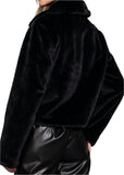 Long Sleeve Fur Shearling Teddy Jacket Black