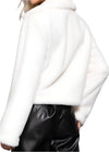 Long Sleeve Fur Shearling Teddy Jacket Off-White