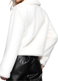 Long Sleeve Fur Shearling Teddy Jacket Off-White