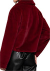 Long Sleeve Fur Shearling Teddy Jacket Burgundy