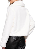 Long Sleeve Toggle Button Fur Duffle Jacket White