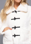 Long Sleeve Toggle Button Fur Duffle Jacket White