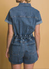 OAKLAND MID DENIM BUTTON DOWN ROMPER