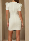 AVA WHITE AND BLACK SHORT SLEEVE MINI DRESS