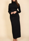 INDIE BLACK MOCK NECK BELL SLEEVE CROP TOP & MAXI SKIRT SET