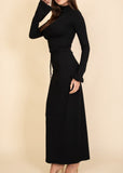 INDIE BLACK MOCK NECK BELL SLEEVE CROP TOP & MAXI SKIRT SET