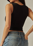JOLENE BLACK SLEEVELESS CROP TOP