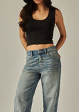 JOLENE BLACK SLEEVELESS CROP TOP