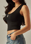 JOLENE BLACK SLEEVELESS CROP TOP