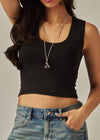JOLENE BLACK SLEEVELESS CROP TOP