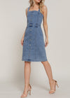 JANDY MID DENIM BUTTON DOWN STRETCH DRESS