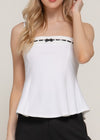 KANDY WHITE STRAIGHT NECK PONTE CAMI TOP