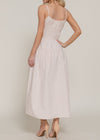 CHARLOTTE CREAM FRONT TIE TIERED LONG DRESS