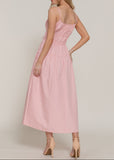 CHARLOTTE PINK FRONT TIE TIERED LONG DRESS