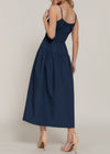 CHARLOTTE BLUE FRONT TIE TIERED LONG DRESS
