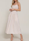 CHARLOTTE CREAM FRONT TIE TIERED LONG DRESS