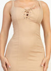 PHOENIX KHAKI SQUARE LACE-UP BUSTIER MIDI DRESS