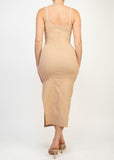 PHOENIX KHAKI SQUARE LACE-UP BUSTIER MIDI DRESS