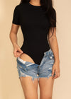 ARLET BLACK SHORT SLEEVE CREW NECK BODYSUIT