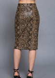 HAVREE SNAKE PRINT FAUX LEATHER PENCIL MIDI SKIRT