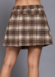 WYNN BROWN PLEATS DETAIL PLAID MINI SKIRT/SHORT