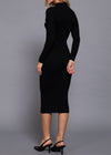 KINSLEY BLACK SHOULDER BUTTONED MIDI DRESS