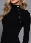 KINSLEY BLACK SHOULDER BUTTONED MIDI DRESS