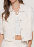 ALEXA IVORY SHORT SLEEVE BOXY DENIM JACKET