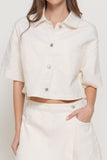 ALEXA IVORY SHORT SLEEVE BOXY DENIM JACKET