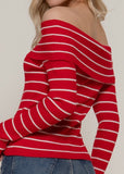 RENEE  RED/IVORY TOP  OFF SHOULDER