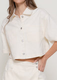 ALEXA IVORY SHORT SLEEVE BOXY DENIM JACKET