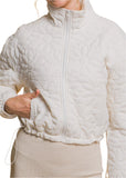 Fall Sunset Floral Quilted Zip-Up Jacket Off-White