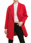 Lapel Collared Double Breasted Full Coat Red