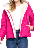 Rose Long Sleeve Inside Faux Fur Hooded Puffer Jacket