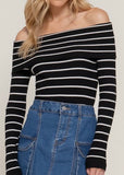 RENEE  BLACK/IVORY TOP  OFF SHOULDER