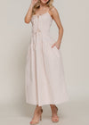 CHARLOTTE CREAM FRONT TIE TIERED LONG DRESS