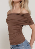 HAVRE BROWN OFF SHOULDER TOP
