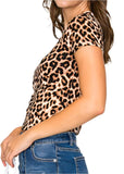 Cheetah Print Crew Neck Short Sleeve Classic Fit Top