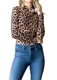 Animal Print Long Sleeve Crew Neck Knit Casual Bodysuit