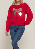 DAPHNE RED SEQUIN DETAIL INNER FLEECE SWEATSHIRT