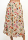 MELL CREAM BUTTONED ORANGE-PINK FLORAL PLEATED A-LINE SKIRT & TOP SET