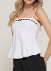 KANDY WHITE STRAIGHT NECK PONTE CAMI TOP