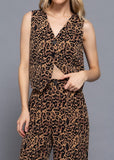 KATE ANIMAL PRINT BUTTON DOWN VEST