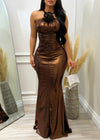 Glam Glow Ruched Dress Gold