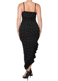 Elissa Side Ruffled High-Low Pearl Black Dress