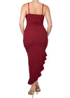 Elissa Side Ruffled High-Low Pearl Red Dress