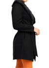 Must Loved Long Sleeve Faux Fur Collar Coat Black