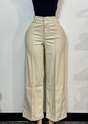 VALENTINA IVORY  FAUX LEATHER PANTS