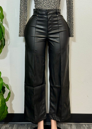 VALENTINA BLACK FAUX LEATHER PANTS